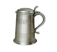 Wentworth Pewter - Medieval Antique Finish Pewter 1 Pint Tankard (Lidded Tankard)