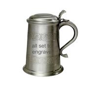 Wentworth Pewter - Medieval Antique Finish Pewter 1 Pint Tankard (with Engraving)