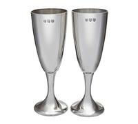 Wentworth Pewter - Pair of Polished Pewter Celebration Flutes - Elegant Wine or Champagne Glasses - for Wedding, Anniversary or Special Occasions - Engraving Available (Pair of Flutes)