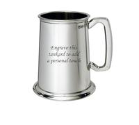 Wentworth Pewter - Plain Glass Base 1 Pint Pewter Tankard - Classic British Beer Mug with Clear Glass Bottom - Timeless Traditional Gift - Engraving Available (with Engraving)