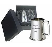 Wentworth Pewter Plain Tankard - 1 Pint Beer Mug in Gift Box - Perfect for Father’s Day, Birthday, Wedding - Personalised Engraving Available