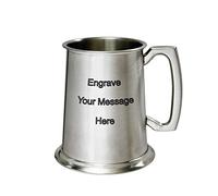 Wentworth Pewter Standard Lined Fancy Handle 1 Pint Pewter Tankard - Classic Scroll Handle Beer Mug - Traditional British Gift - Personalised Engraving Available (with Engraving)