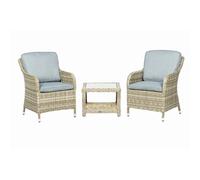 Wentworth Rattan Garden Bistro Set by Royalcraft - 2 Seats Grey Cushions