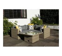 Wentworth Rattan Garden Corner Sofa by Royalcraft - 5 Seats Grey Cushions