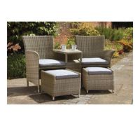 Wentworth Rattan Garden Patio Dining Set by Royalcraft - 2 Seats Grey Cushions