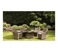 Wentworth Rattan Garden Patio Dining Set by Royalcraft - 4 Seats Grey Cushions