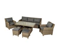 Wentworth Rattan Garden Patio Dining Set by Royalcraft - 5 Seats Grey Cushions