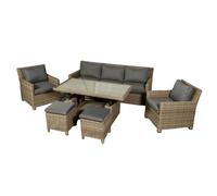 Wentworth Rattan Garden Patio Dining Set by Royalcraft - 5 Seats Grey Cushions