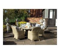Wentworth Rattan Garden Patio Dining Set by Royalcraft - 6 Seats Grey Cushions