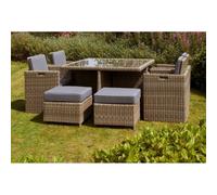 Wentworth Rattan Garden Patio Dining Set by Royalcraft - 8 Seats Grey Cushions