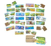 Wentworth Wooden Puzzles Animal Alphabet - A to Z Pairs Puzzle 52 Pcs Jigsaw Puzzle, Educational Large Easy to Handle Pieces - Sustainably Sourced Wood & British Made