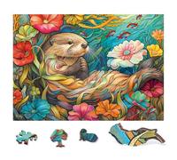 Wentworth Wooden Puzzles Otter Oasis - 250 Pcs Adult Jigsaw Puzzle, Freeform Themed Irregular Pieces, RomatzArt Wildlife Design for Animal Lovers - Sustainably Sourced Wood and British Made