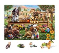 Wentworth Wooden Puzzles Pets in the Park - 250 Pcs Adult Jigsaw Puzzle, Themed Irregular Pieces, Adrian Chesterman Design for Pet and Animal Lovers - Sustainably Sourced Wood and British Made
