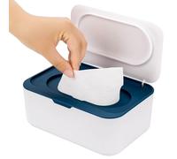 wenvastree Baby Wipes Dispenser, Rectangular Plastic Holder, Blue, Keeps Wet Tissue Fresh, Non-Slip, Easy Open & Close, Flushable Wipe Container with Sealing Design Lid