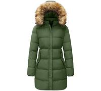 WenVen Women's Winter Thick Long Quilted Puffer Jacket Army Green 2XL