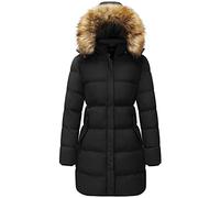 WenVen Women's Winter Thick Long Quilted Puffer Jacket Black S