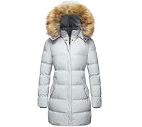 WenVen Women's Winter Thick Long Quilted Puffer Jacket Grey L