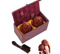 Wenwan Walnut Set, 2026 Upgraded Version Chinese Walnut Fidget Toys for Stress Relief, Finger Exercise Therapy Fidget for Relaxation Focus, Traditional Gift Set with Box & Brush (D)