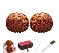 Wenwan Walnuts - Chinese Fidget Stress Relief Health Care Ball Toy for Massage and Hand Training, Natural Solid Wood Grip for Elderly and Wellness(Young Master's Hat-b)