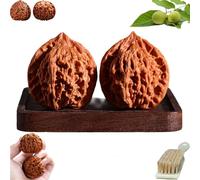 Wenwan Walnuts, Chinese Walnut Fidget for Hand Massage & Stress Relief, Natural Solid Wood Hand Exercise Balls, Traditional Health Care Gift for Elderly & Meditation (B-Original Color, 40-41mm)