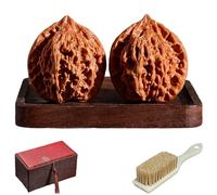 Wenwan Walnuts, Chinese Walnuts Fidget, 2 PCS Natural Hand Massage Balls, Grip Exercise Toy for Stress Relief & Acupressure, Traditional Culture Gift for Meditation, Mindfulness & Adults (b)