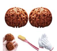 Wenwan Walnuts Hand Massage Balls, Natural Chinese Walnuts Fidgets, Traditional Wooden Baoding Balls for Hand Exercise, Focus and Meditation, Unique Relaxation Gift for Adults and Seniors (A)