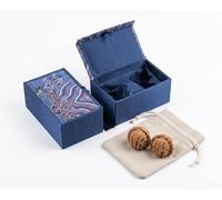 Wenwan Walnuts，Traditional Chinese Hand Massage Balls-Stress Relief & Meditation Aid. Naturally Carved Walnut Shells. Includes Linen Storage Pouch and Box (34-35mm)