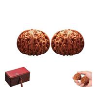 Wenwan Walnuts with Storage boxes 2 PCS 1.6 inch Wenwan Walnuts for Stress Relief Balls Hand Exercise Balls for Adults (A)
