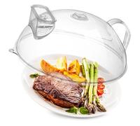 WENWELL Microwave Splatter Cover with Water Steamer,Protect Food Splashes,Dish Bowl Plate Serving Lid with Handle,BPA-Free,Clear Safe Plastic,Microwave Cover for Food,10 Inch