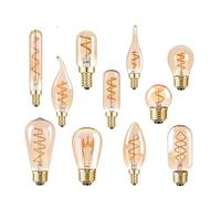 wenwendianzi 2PCS Spiral Filament Led Light Bulb 220V E27 E14 Vintage Dimmable 3W 1.5W Warm White Amber Decoration Lights Indoor(T20LGS 3W_2 PCS_YES_220V)