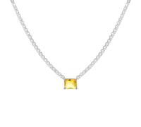 wenwendianzi Full Crystal Stone Love Heart Cubic Zirconia Tennis Necklace (Silver square-1)