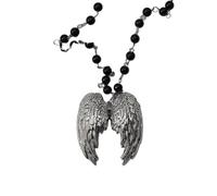 wenwendianzi Gothic Bat Cross Black Bead Stacked Necklace Set (Style 11)