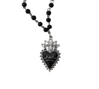 wenwendianzi Gothic Bat Cross Black Bead Stacked Necklace Set (Style 21)