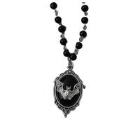 wenwendianzi Gothic Bat Cross Black Bead Stacked Necklace Set (Style 3)