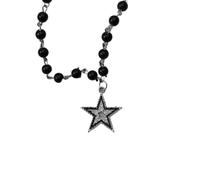 wenwendianzi Gothic Bat Cross Black Bead Stacked Necklace Set (Style 6)