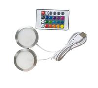 wenwendianzi Led USB Spotlight 3W DC 5V RGB With Remote Jewelry Cabinet Showcase Counter Lamp Ceiling Mini Spot Light USB Plug 2 In One(Silver shell,RGB with remote)