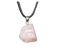 wenwendianzi Natural Amethyst Irregular Rough Stone Pendant Clavicle Transparent Quartz Lady Fashion Jewelry Healing Lucky Necklace Gift(Pink crystal)