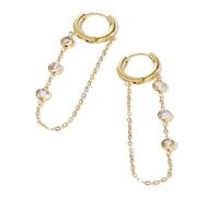 wenwendianzi Stainless Steel Cubic Zirconia Hoop Dangle Earring