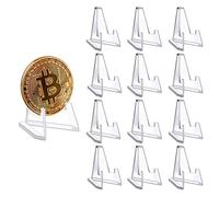 Wenxiaw 25 Pcs Mini Acrylic Trading Card Stand, Clear Acrylic Coin Display Stands Anti Slip Clear Easel Stands Card Display Stand Multifunctional Display Stands For Coins, Pocket Watches, Medals