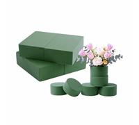 WENXINWIN 10Pcs Green Wet-Dry Floral Foam Blocks, 14×8×4cm Rectangular & 8×4cm Round Floral Foam for Fresh, Dried & Artificial Flower Arranging, Wedding Centerpieces and DIY Craft Projects