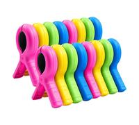 WENXINWIN 16 Pcs Beach Towel Clips for Sun Loungers, Strong Windproof Non-Slip Towel Clips & Large Pegs for Pool Chairs, Washing Lines & Sunbeds, Outdoor Essentials, 4 Colours