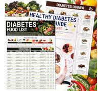 WENXINWIN 3 Pcs Diabetic Food Chart Set - Low Carb Glycemic Index Wall Charts, Laminated Diabetes Food List & Meal Planner Book | Comprehensive Diet Guide for Diabetics (2026 Edition)