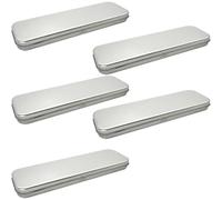 Wenxishangmao Mini Portable Metal Pen Holder Stationery Pencil Box, Compact Rectangular Hinged Case for Art Supplies, School and Travel (5 pcs)