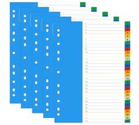 WenYa 1-31 Part A4 File Dividers, 5 Pack Folder Dividers for Ring Binders, A4 Subject Dividers for Lever Arch, Multipurpose Porous Index Divider, Coloured Page Index