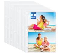 WenYa 100-Pack A4 2-Pocket Photo Sleeves for 6x8 Photos & A5 Documents, Side-Loading Clear Punch Pockets for 2/4 Ring Binder, Holds 200/400 Items Total - for Photos, Recipes, Inserts