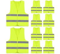 WenYa 10Pcs High Vis Vests, Durable Reflective Vests with Reflective Strips | Hi-Vis Jackets, Lightweight High-Vis Vests for Unisex Adult Outdoor Traffic Work Running Surveyor Security Guard Construction