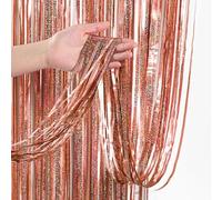 WenYa 3 Pack Rose Gold Foil Fringe Curtains Party Decorations, 3.3ft x 6.6ft Glitter Fringe Rain Curtain, Photo Booth Streamer Tinsel Curtain Streamer for Wedding Christmas