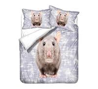 WENYA 3D Animal Mouse Bedding set Cute Rat White Green Yellow Gray Duvet Cover Pillowcase Child Boy Girl Soft Breathable Microfiber (Style 5,Single 135x200 cm)