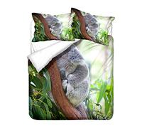 WENYA 3D Lovely Animal Koala Bedding set Cute Green Gray Blue Duvet cover and Pillowcase Polyester Soft Breathable Child Boy Girl (Style 1,Single 135x200 cm)