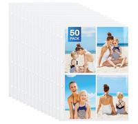 WenYa 50-Pack A4 4-Pocket Photo Sleeves for 4x6 & 6x4 Pictures, Top-Loading Clear Punch Pockets for 2/4 Ring Binder, Holds 200/400 Items Total - for Photos, Recipes, Inserts